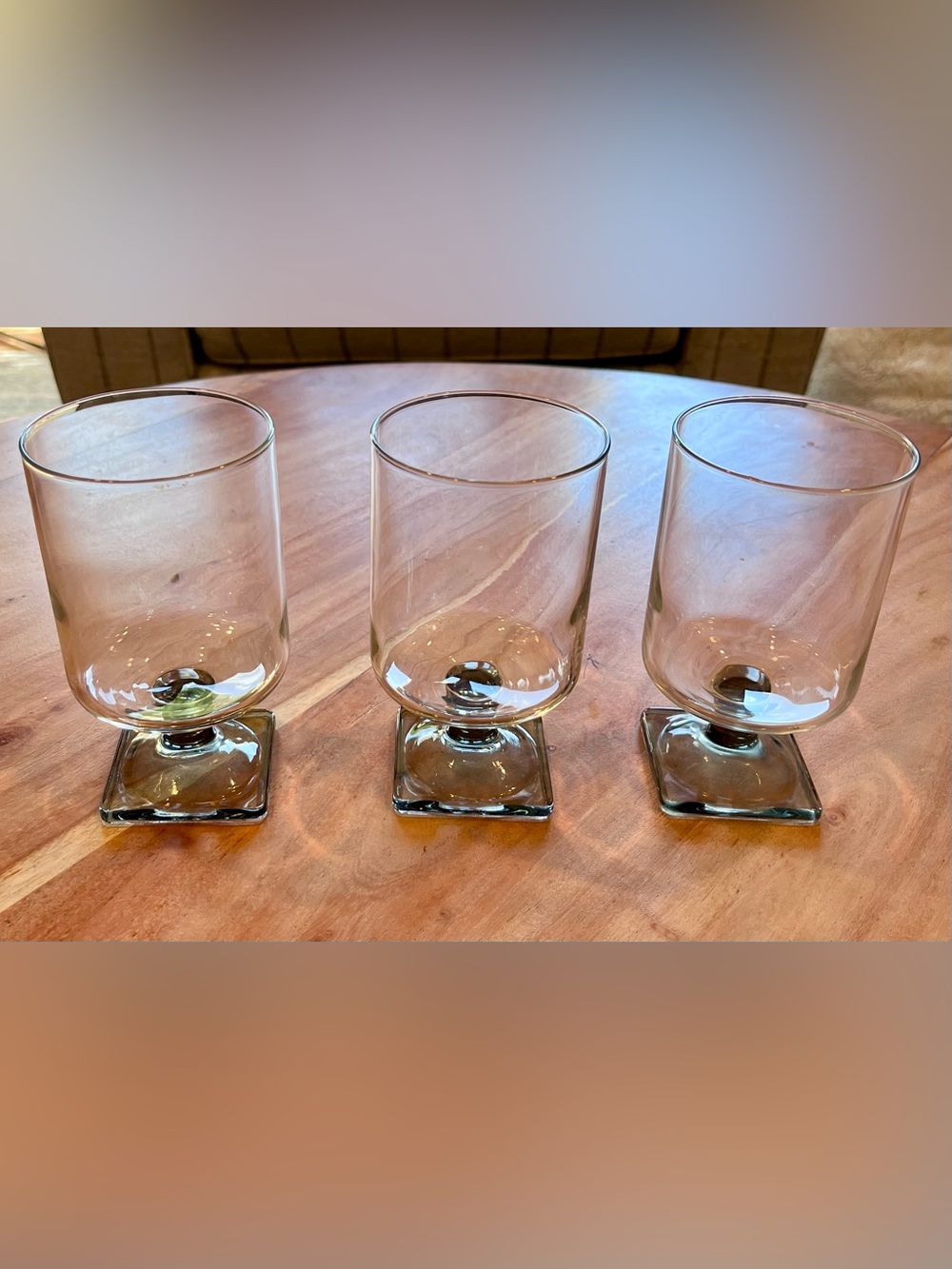 Vintage Federal Glass Nordic Midnight Smoke Goblets with Square Base